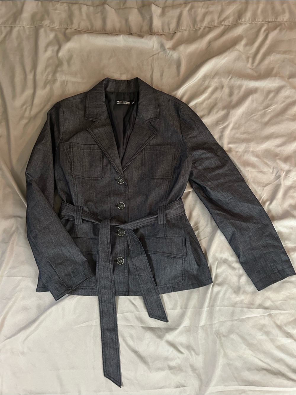 New York & Company Dark Gray Belted Denim Blazer